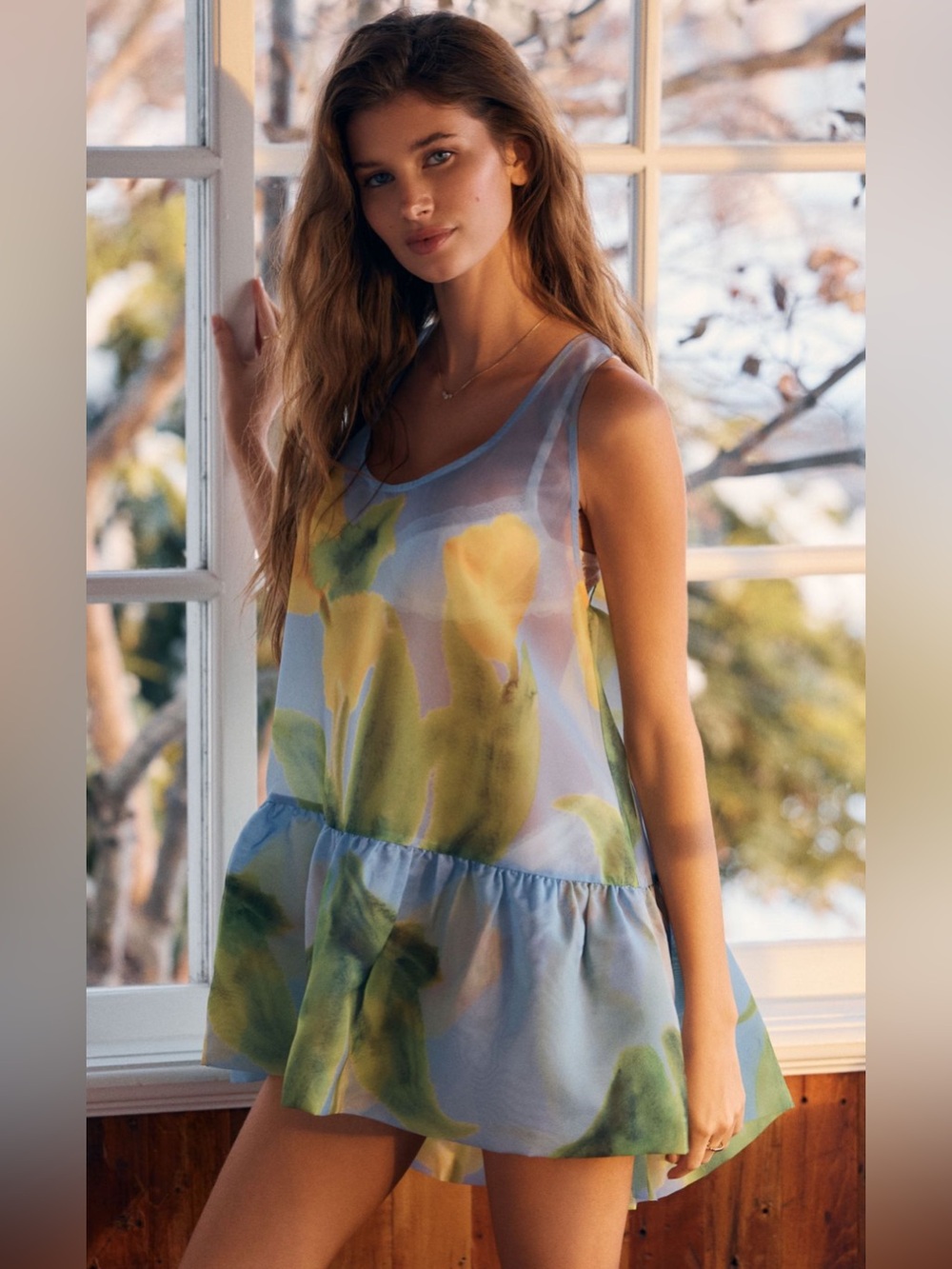 LyreBird Printed Organza Chemise